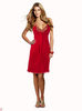 Silky evening gown, red